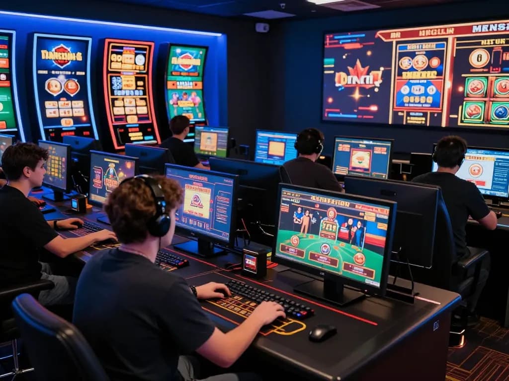 Engaging online casinos in Canada showcasing vibrant gameplay and exciting interfaces in a modern gaming setup.