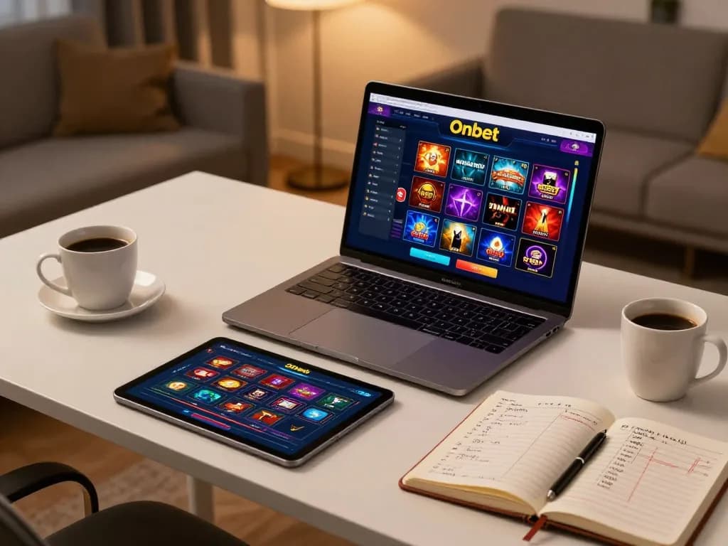 Play online casino games on Onbet from a stylish home gaming setup.