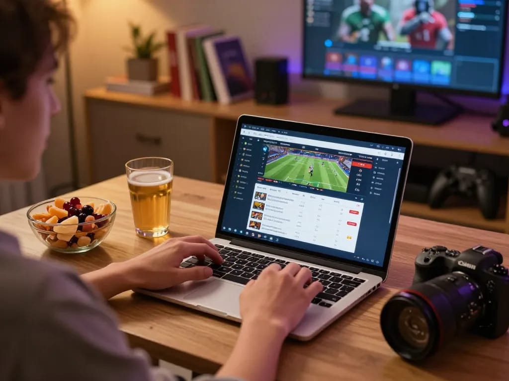 Engaging online sports betting experience at ho88 with user placing bets on laptop