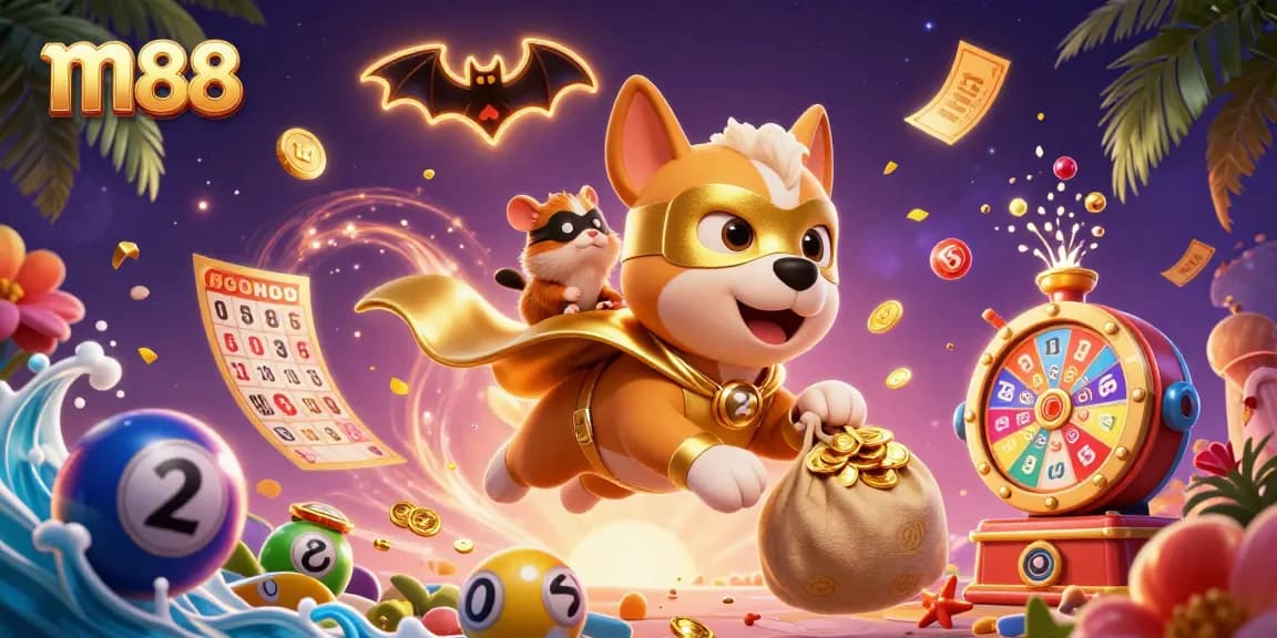 Win jackpots at m88 with exciting cartoon action and vibrant casino elements.