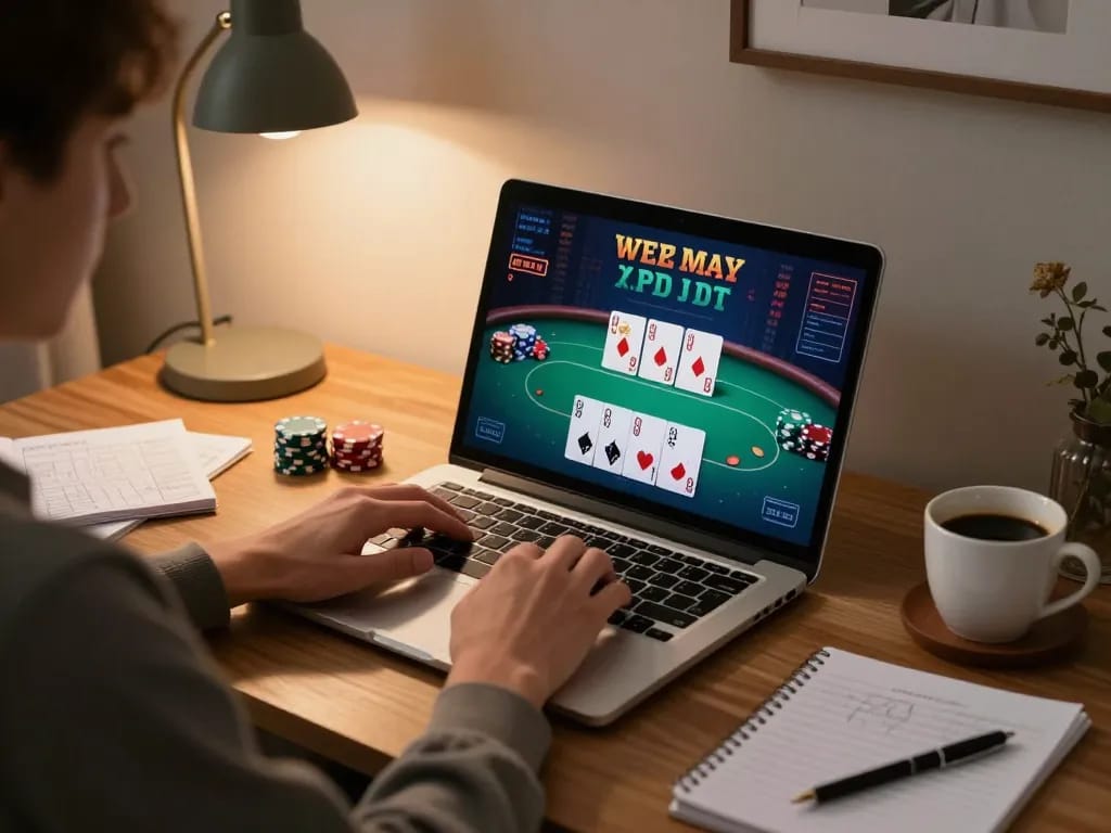 O8 player strategizing in a cozy setting while enjoying an online casino game.