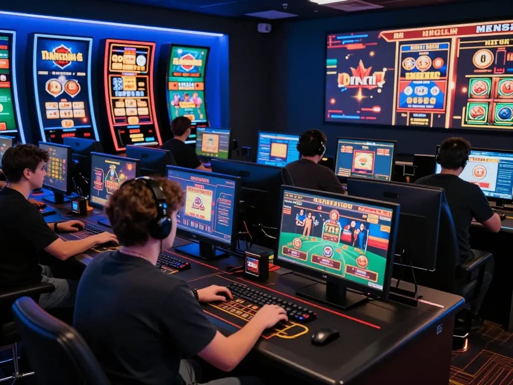 Engaging online casinos in Canada showcasing vibrant gameplay and exciting interfaces in a modern gaming setup.