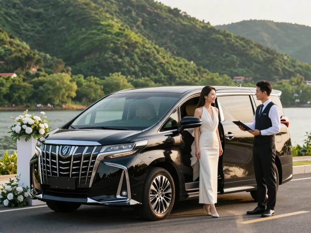 cho thuê xe Alphard cho các sự kiện thanh lịch với tài xế chuyên nghiệp tại địa điểm phong cảnh
