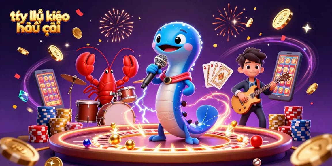 Engaging scene showcasing tỷ lệ kèo nhà cái with dynamic musical characters amidst casino elements in lively style.