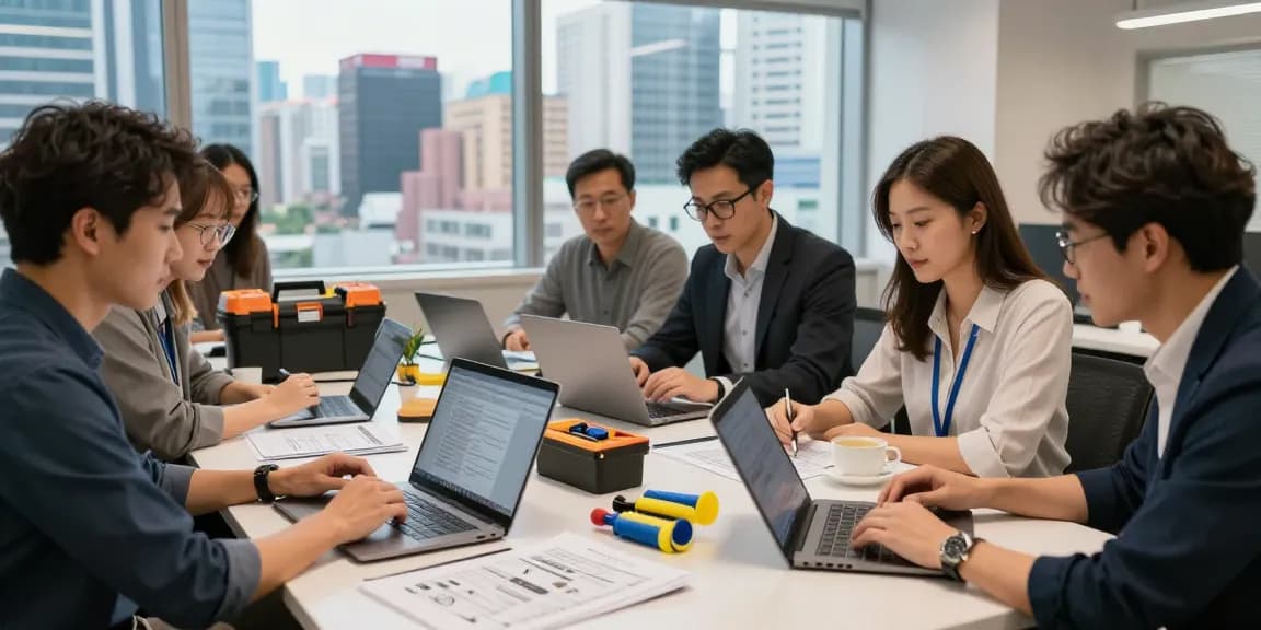 Sifu24 professional services team collaborating in a modern workspace with laptops and project plans.