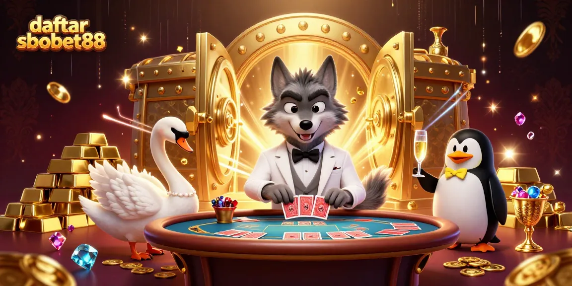 Engage in thrilling games at daftar sbobet88 with a lively casino scene featuring unique characters.
