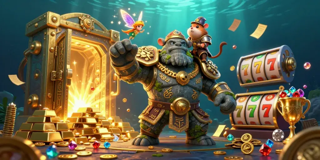 Janda4D menawarkan pengalaman kasino yang menarik dengan golem dan malaikat bersinar.