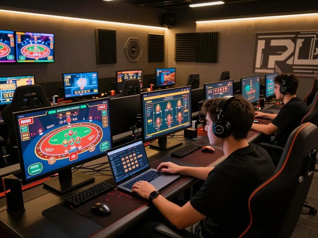 Engaging in online gambling with 包网 platform displaying multiple casino games on screens