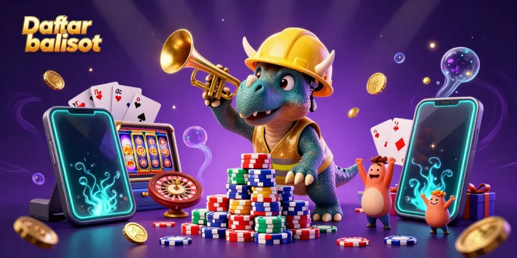 Experience thrilling gameplay with Daftar balisot in this vibrant casino-themed illustration.