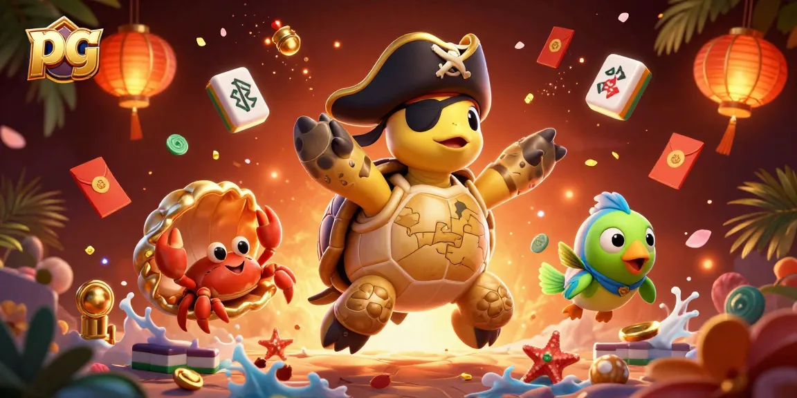 Spin with the joyful pg turtle and treasures in a vibrant casino adventure scene.