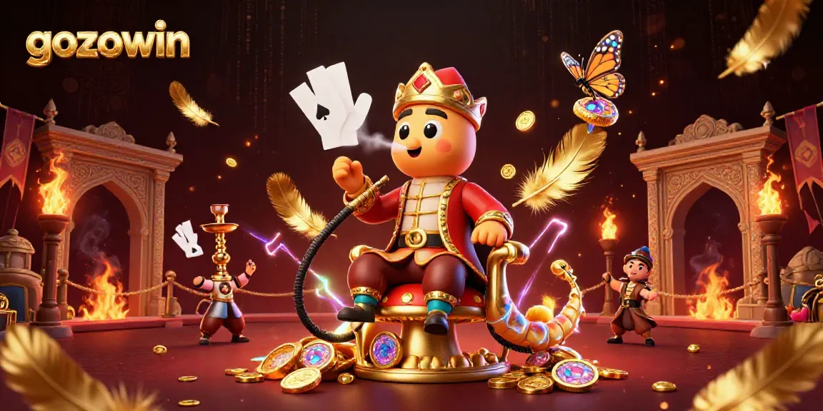 Play with exciting gambling elements at gozowin featuring a vibrant surreal scene of wealth and strategy.