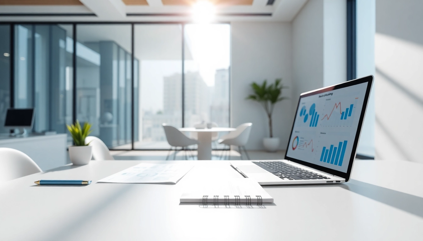 Optimale digitale Marketingstrategie auf https://alvionz.de/ mit modernem Arbeitsplatz und Dokumenten.