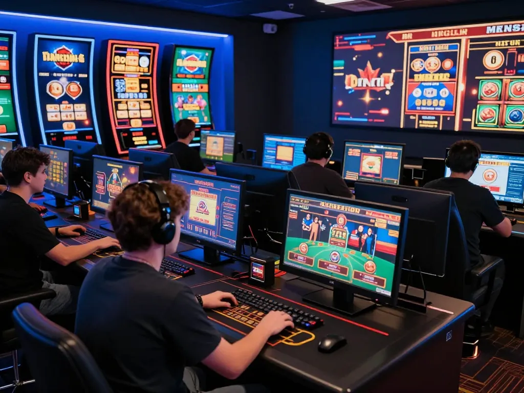Engaging online casinos in Canada showcasing vibrant gameplay and exciting interfaces in a modern gaming setup.