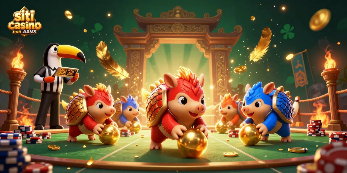 Gioca ai giochi nei siti casino non AAMS con i pangolini protagonisti che colpiscono le fiche da poker nel combattimento.