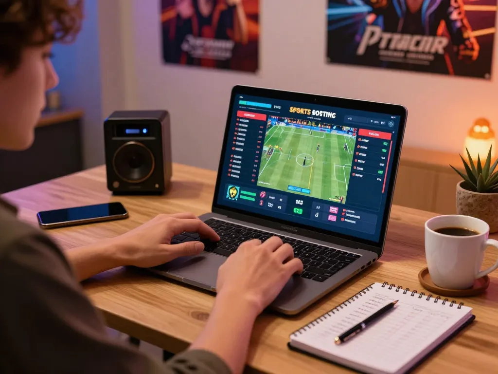 Engaging in sports betting on xo88 while analyzing live game odds on a laptop.