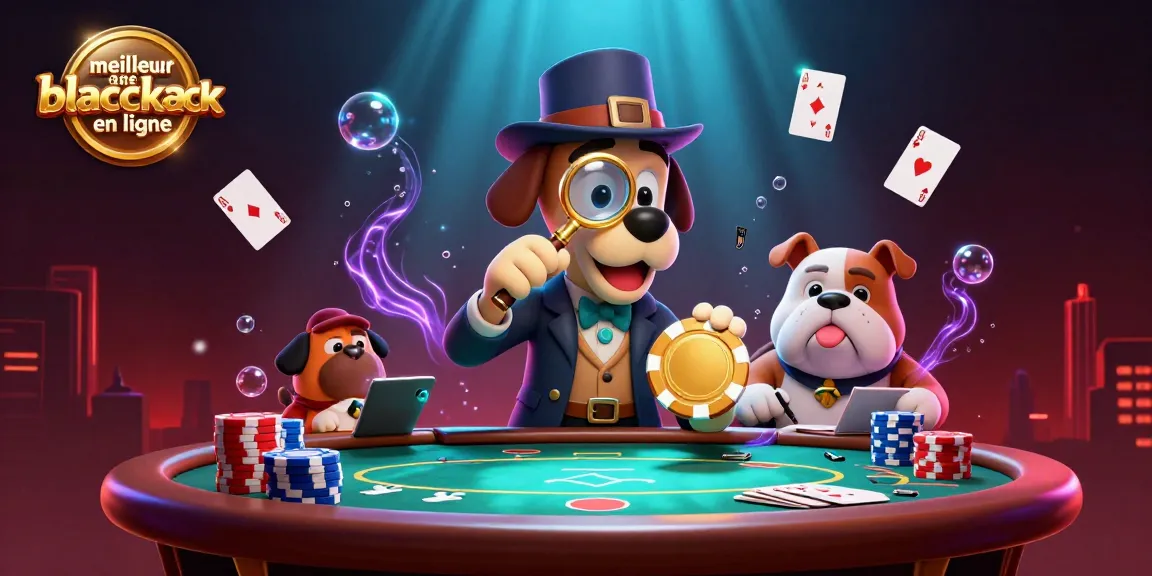 Examinez le meilleur site blackjack en ligne sur une table avec des jetons et des cartes, ambiance de jeu intense.
