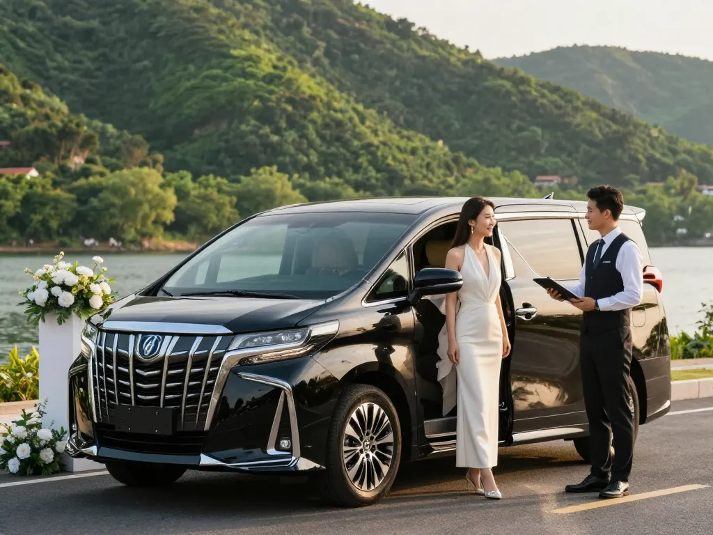 cho thuê xe Alphard cho các sự kiện thanh lịch với tài xế chuyên nghiệp tại địa điểm phong cảnh