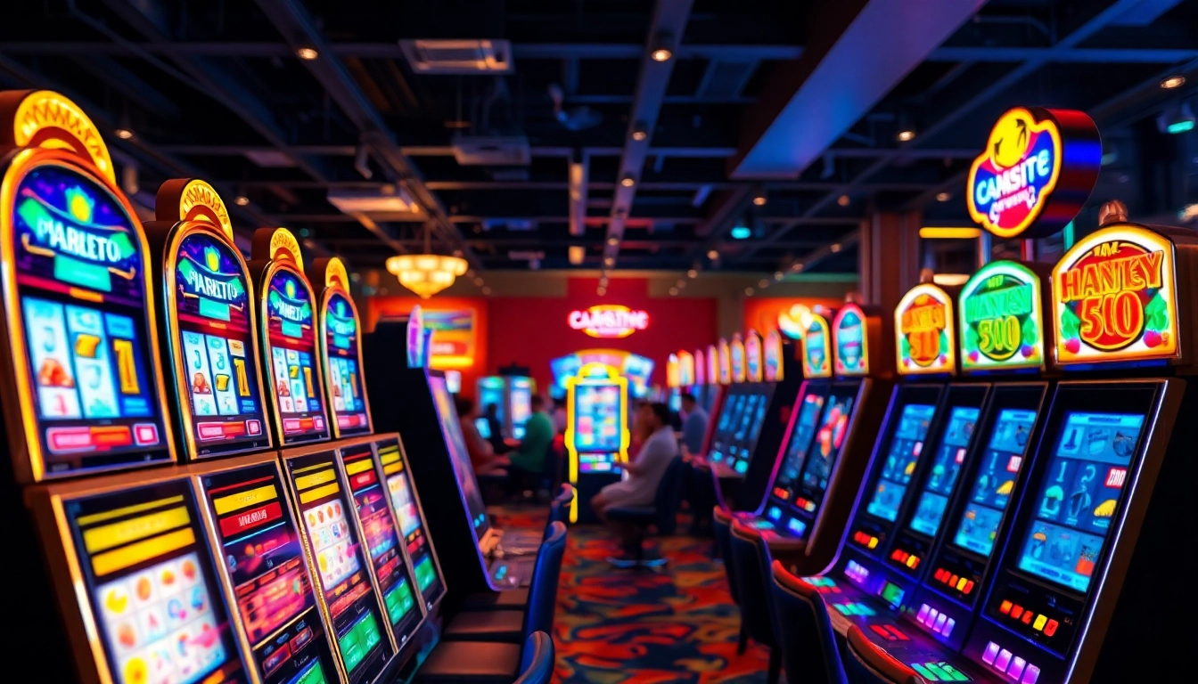 Experience the vibrant energy of a Non gamstop Casino Uk, filled with colorful slot machines.