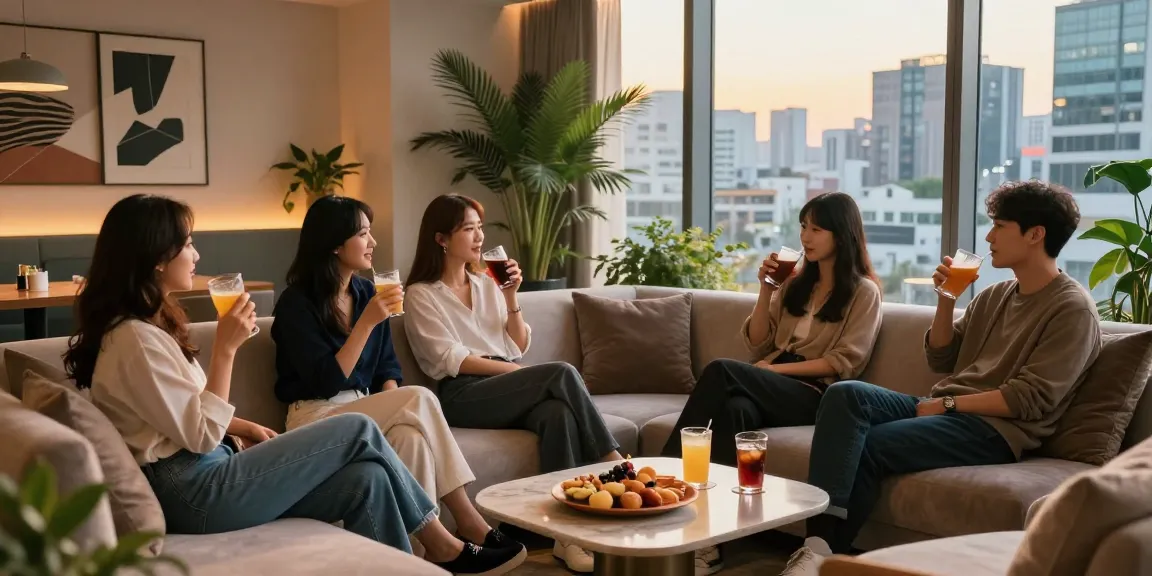 강남 멀리건에서 아늑한 분위기의 친구들과의 모임 장면