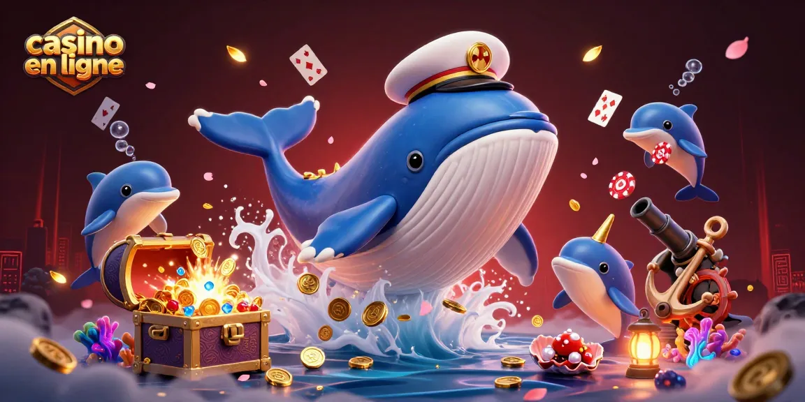 Jouez au casino en ligne avec une illustration dynamique de personnages fascinants dans un océan de pièces d'or