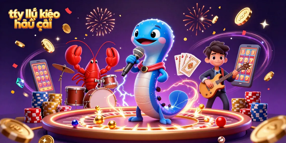 Engaging scene showcasing tỷ lệ kèo nhà cái with dynamic musical characters amidst casino elements in lively style.