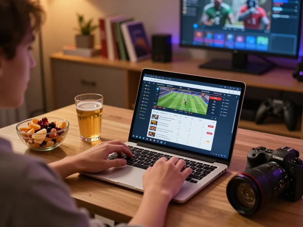 Engaging online sports betting experience at ho88 with user placing bets on laptop