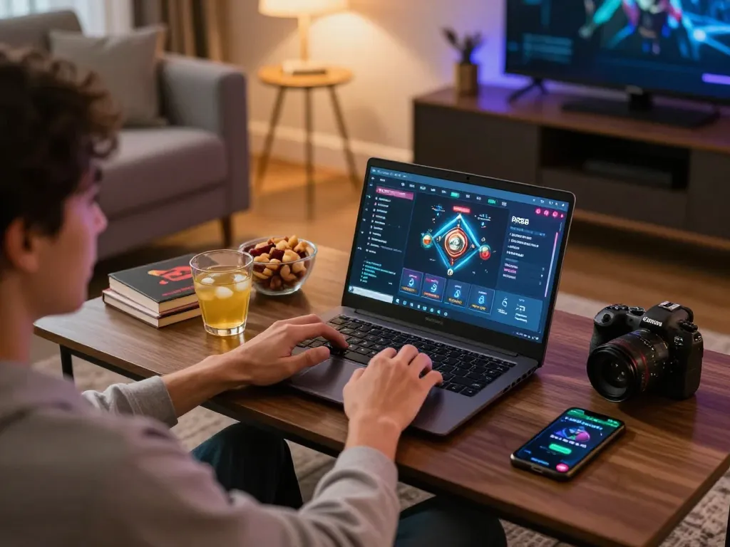 Engaging gameplay on RR88 SELECT in a cozy home setting with snacks and strategy notes.