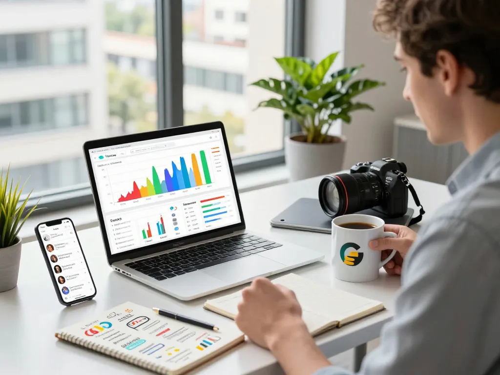 Strategist analyzing spikes in digital trends as Release Is Spiking Searches Worldwide in a modern marketing workspace.