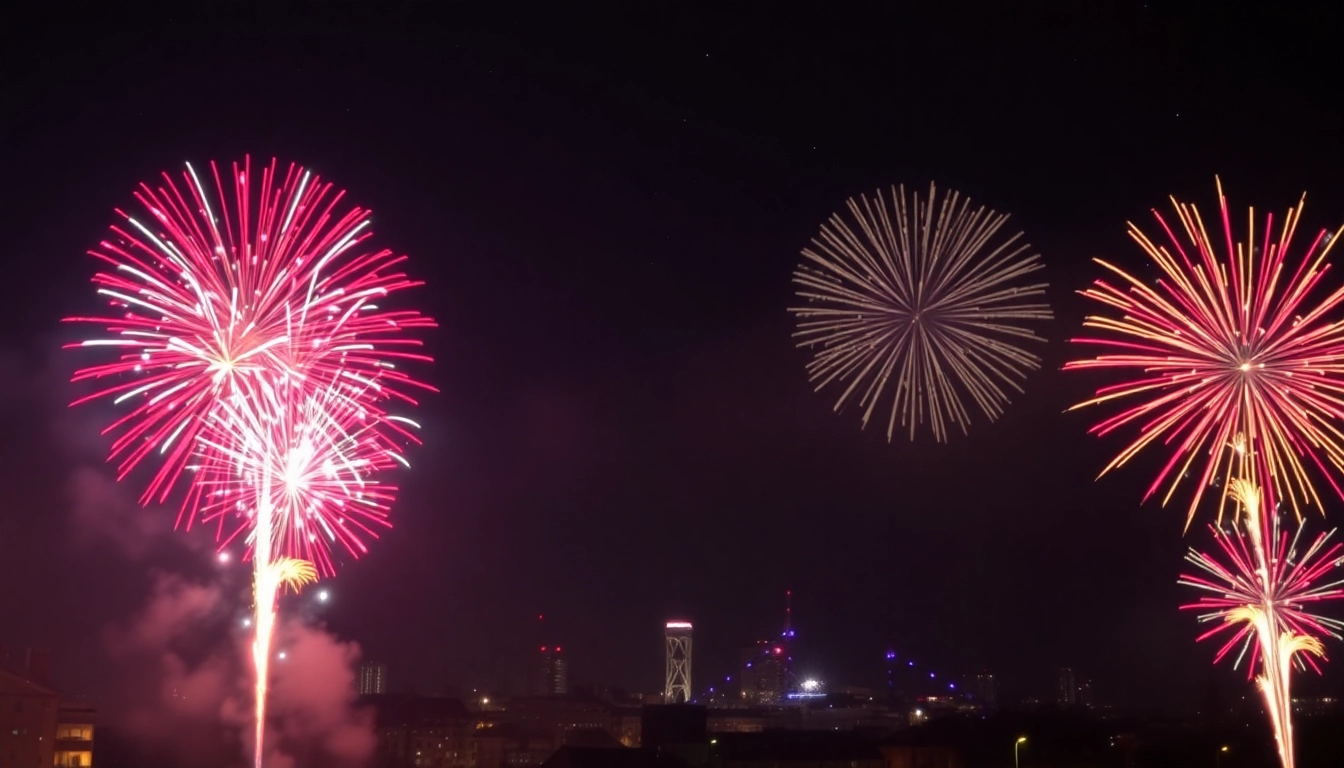 Witness the stunning fireworks display in Manchester, celebrating the art of Buy fireworks Manchester with colorful bursts.