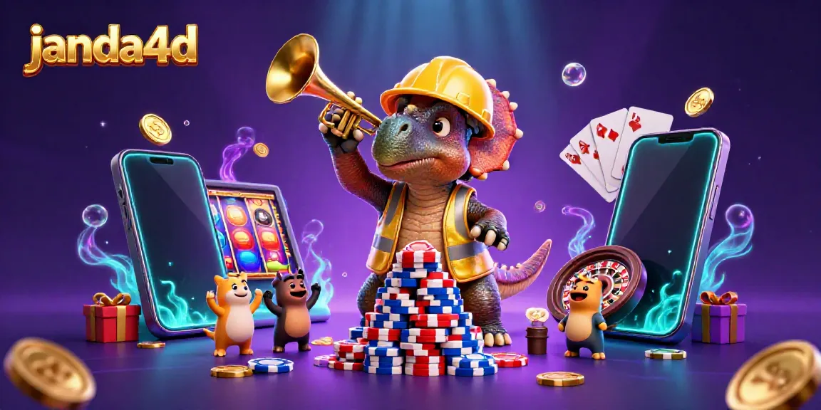 Sensasi bermain dengan janda4d, triceratops membangun piramida chip poker di latar belakang berkilau penuh warna