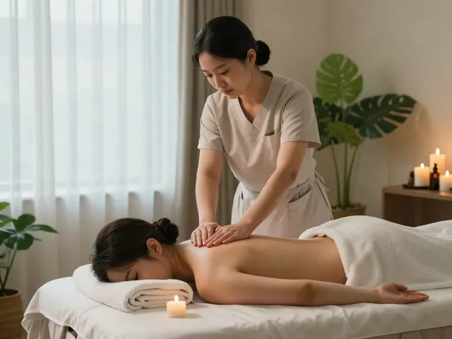 Relaxing 김포출장마사지 session in a serene spa environment with soft lighting and calming decor.