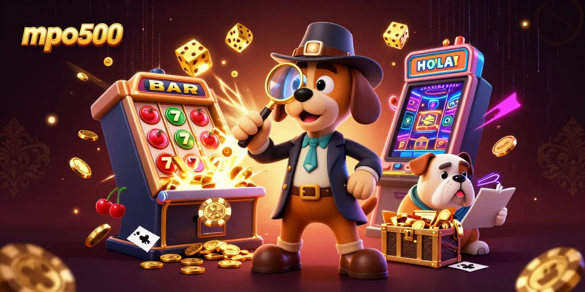 Experience the excitement of mpo500 with detectives uncovering treasure among vibrant casino elements.