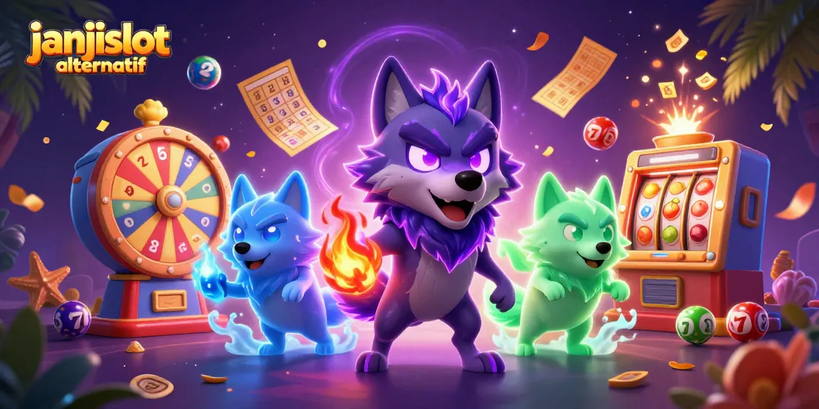 Win big with janjislot alternatif featuring a dynamic casino-themed 3D illustration.