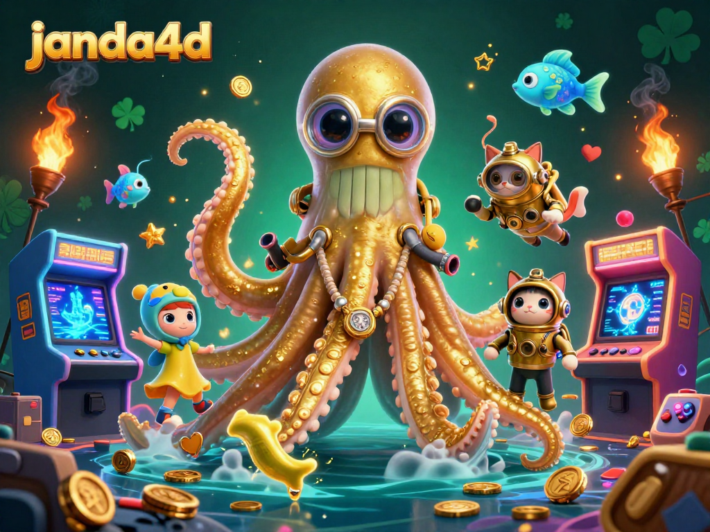 Experience thrilling gameplay with janda4d featuring a kraken and a diving cat in an engaging casino scene.