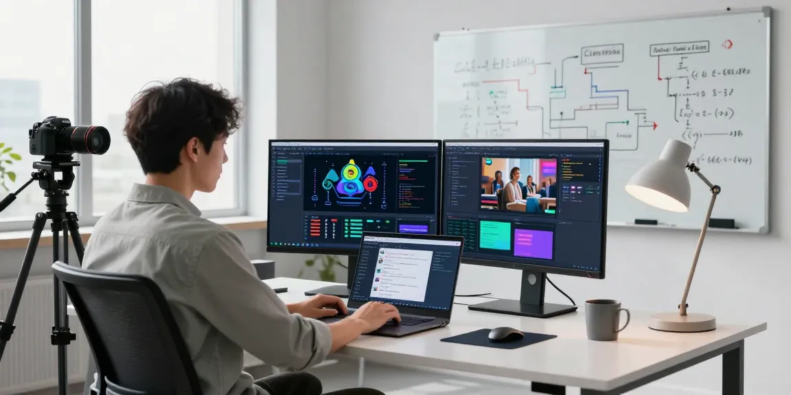 Detect AI image accuracy in a modern tech workspace analyzing content moderation.