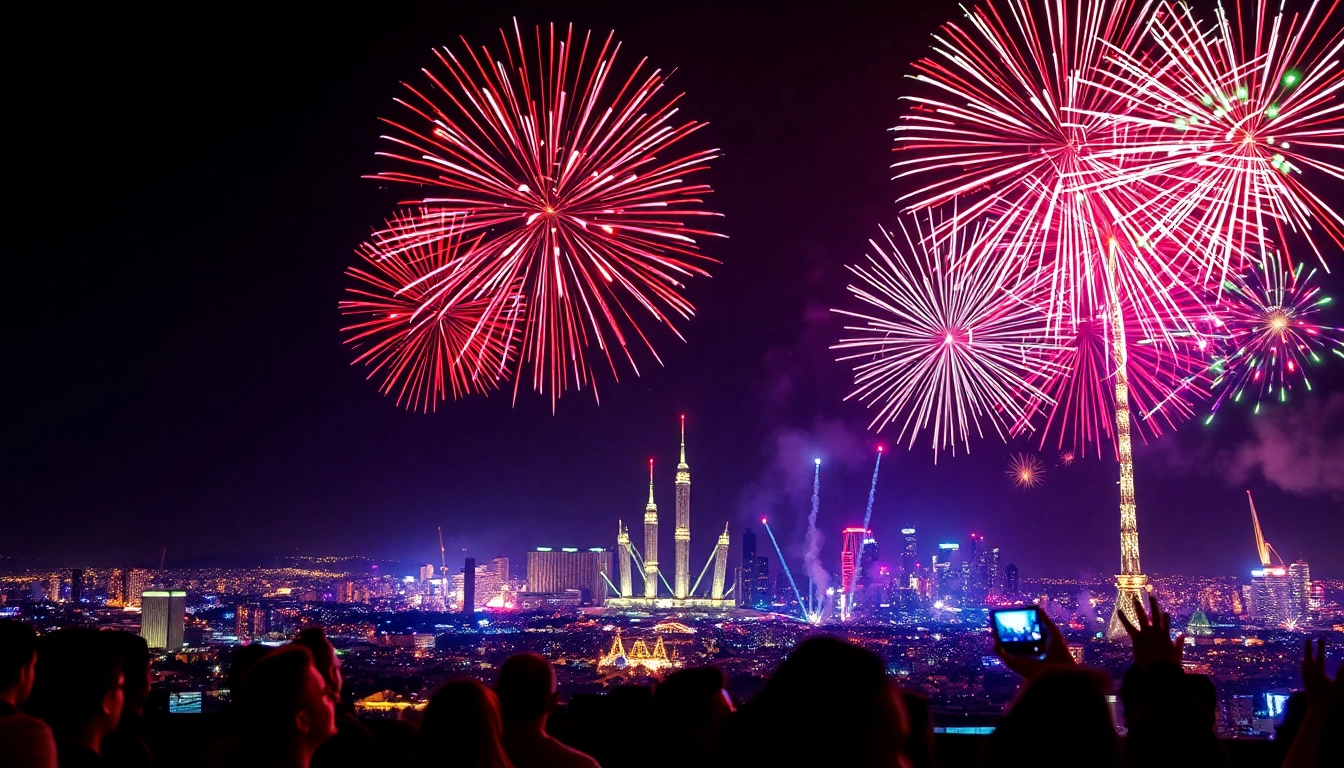 Witness breathtaking fireworks in the UK lighting up the night sky with colorful displays.