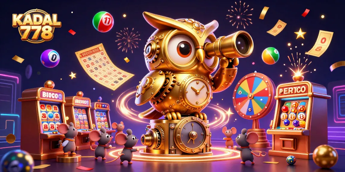 KADAL 778 showcases a dynamic casino scene with a golden owl and vibrant lottery elements.