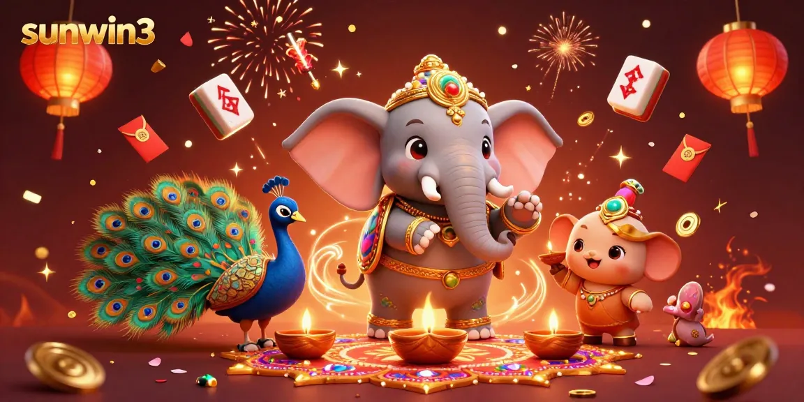 Experience the captivating world of sunwin3 with vibrant casino elements celebrating winnings and excitement.