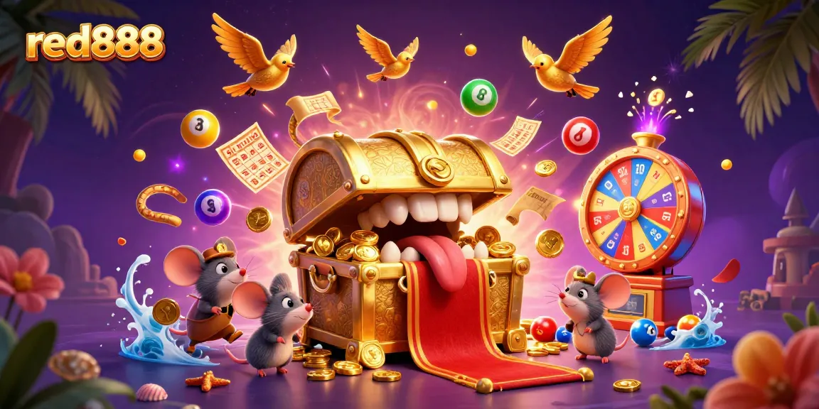 Engage with exciting casino adventures at red888 featuring a vibrant 3D treasure scene.
