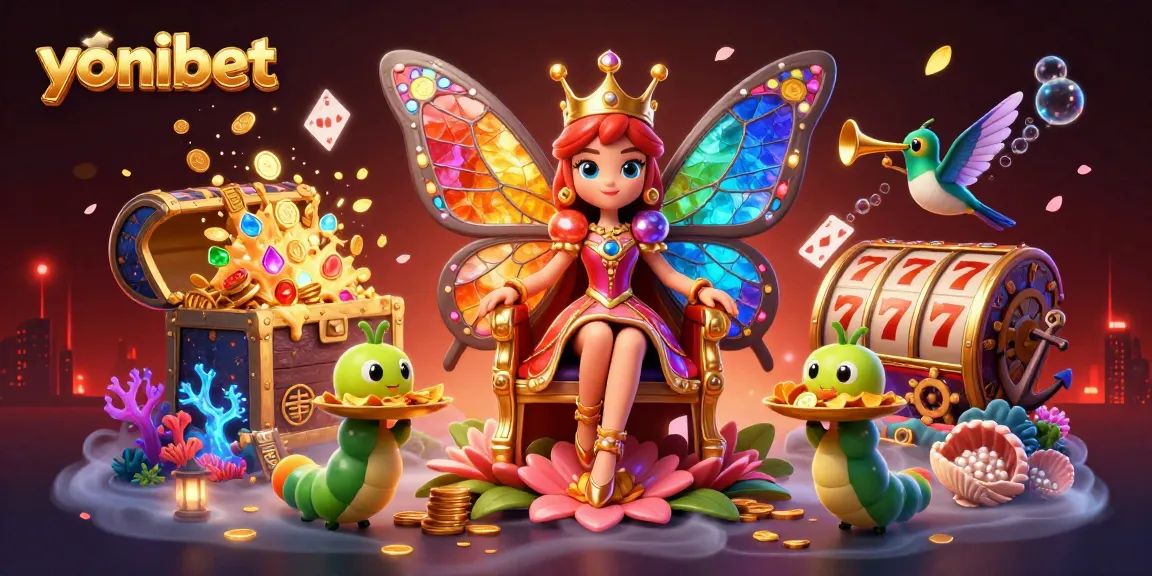 Experience exciting gameplay at Yonibet with colorful casino elements and vibrant characters in a fantastical setting.