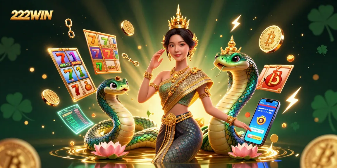 Enhance your gambling experience with 222WIN's vibrant slots, crypto elements, and a captivating scene.