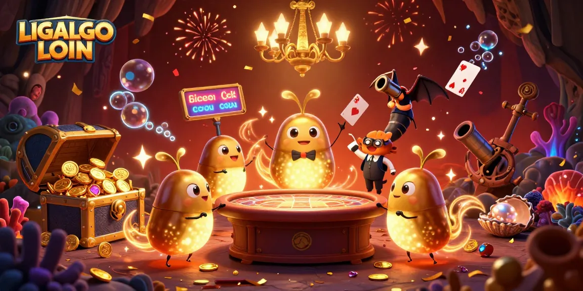 Illuminating the way, LIGALGO LOGIN showcases a vibrant cave casino filled with glowing treasures and lively games.
