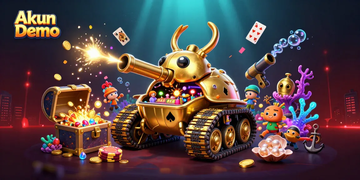 Spin the Akun Demo golden beetle tank casino adventure, exploding with treasures and vibrant gaming elements.