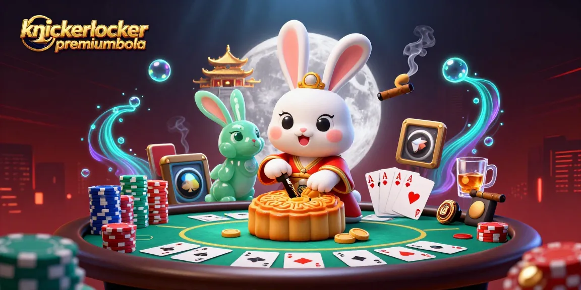 knickerlocker premiumbola captures a vibrant 3D scene with cartoon rabbits, poker chips, and casino elements.