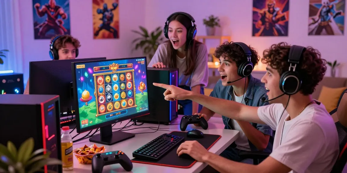 Friends enjoying online gaming together, featuring https://gravatar.com/playbook88official as they engage in a vibrant slot game.