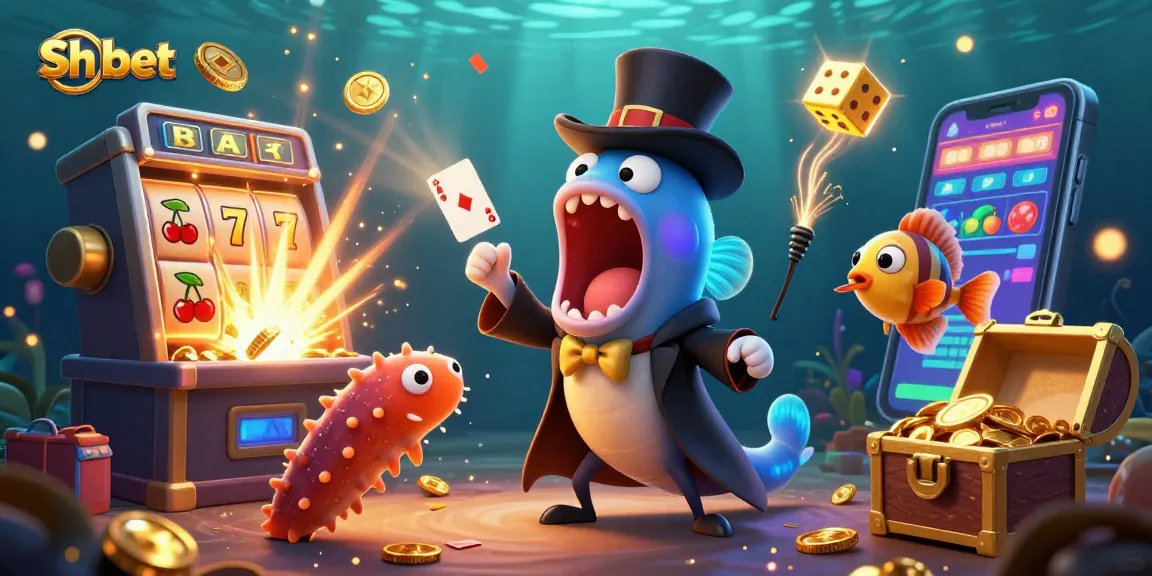Experience winning excitement with Sh bet in this vibrant casino illustration featuring charming sea creatures.